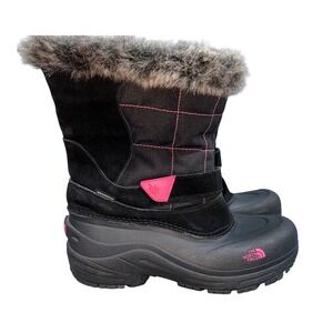 The North Face Snow Boots Waterproof Winter Boots Faux Fur Black‎ Pink